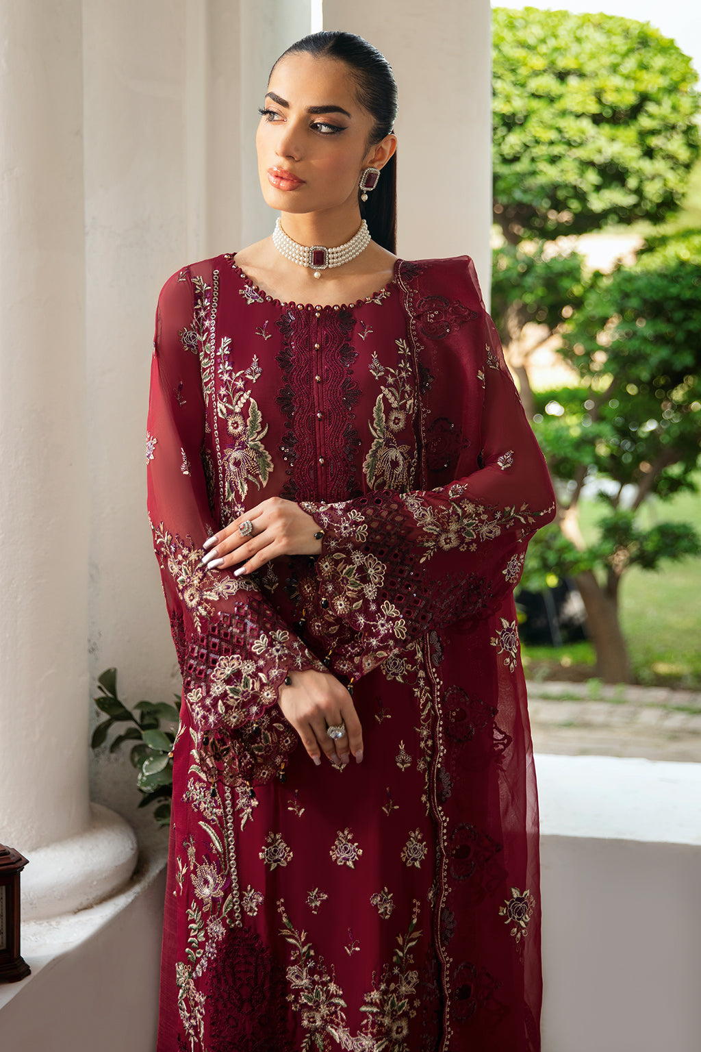 Dastak Luxury Chiffon Vol-01 Q-103 Dark Red