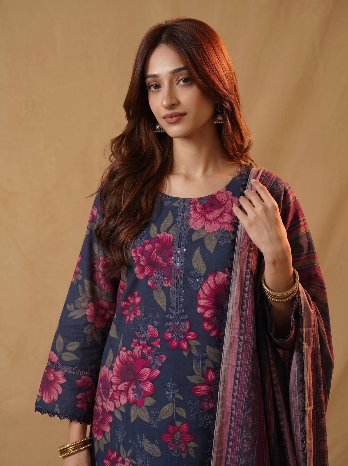 K&R Dhanak - Dhanak Dupatta 648 Navy Blue