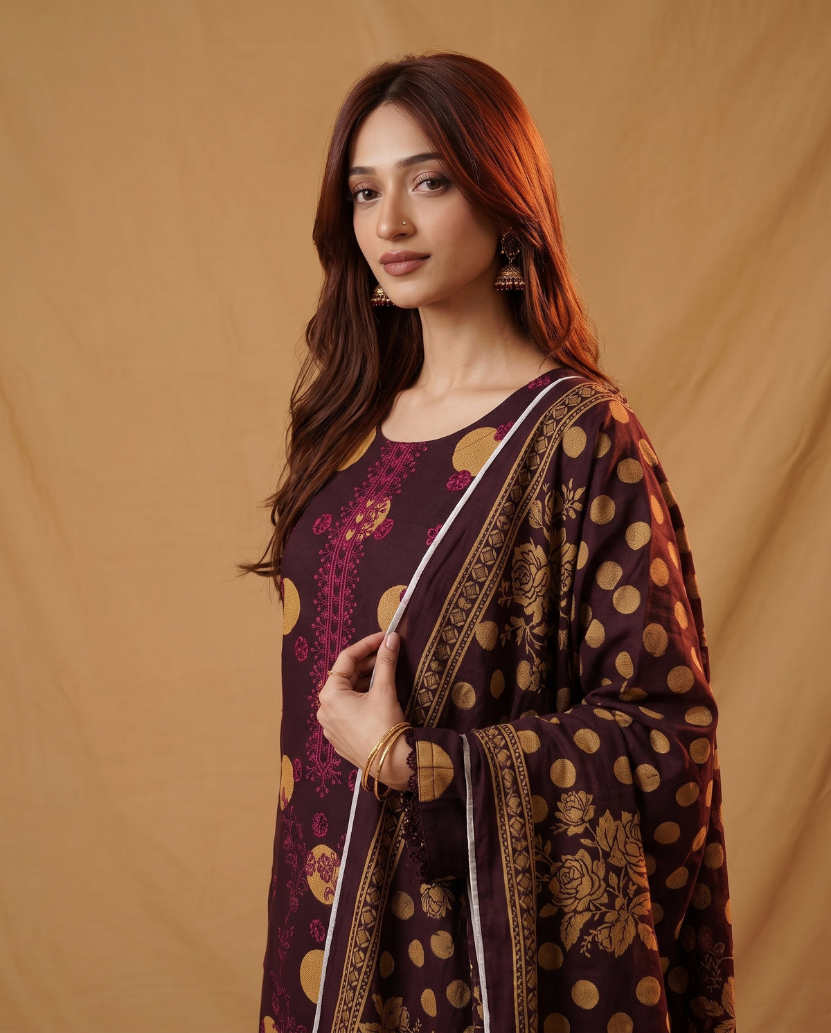 K&R Dhanak - Dhanak Dupatta 663 Plum
