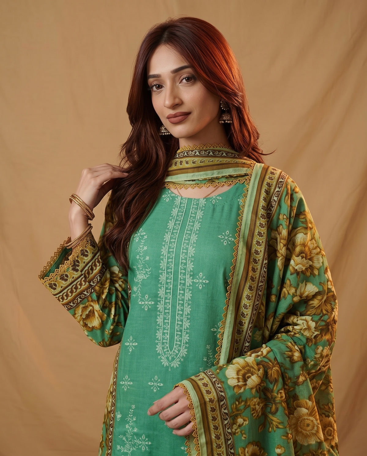 K&R Dhanak - Dhanak Dupatta 677 Parrot Green