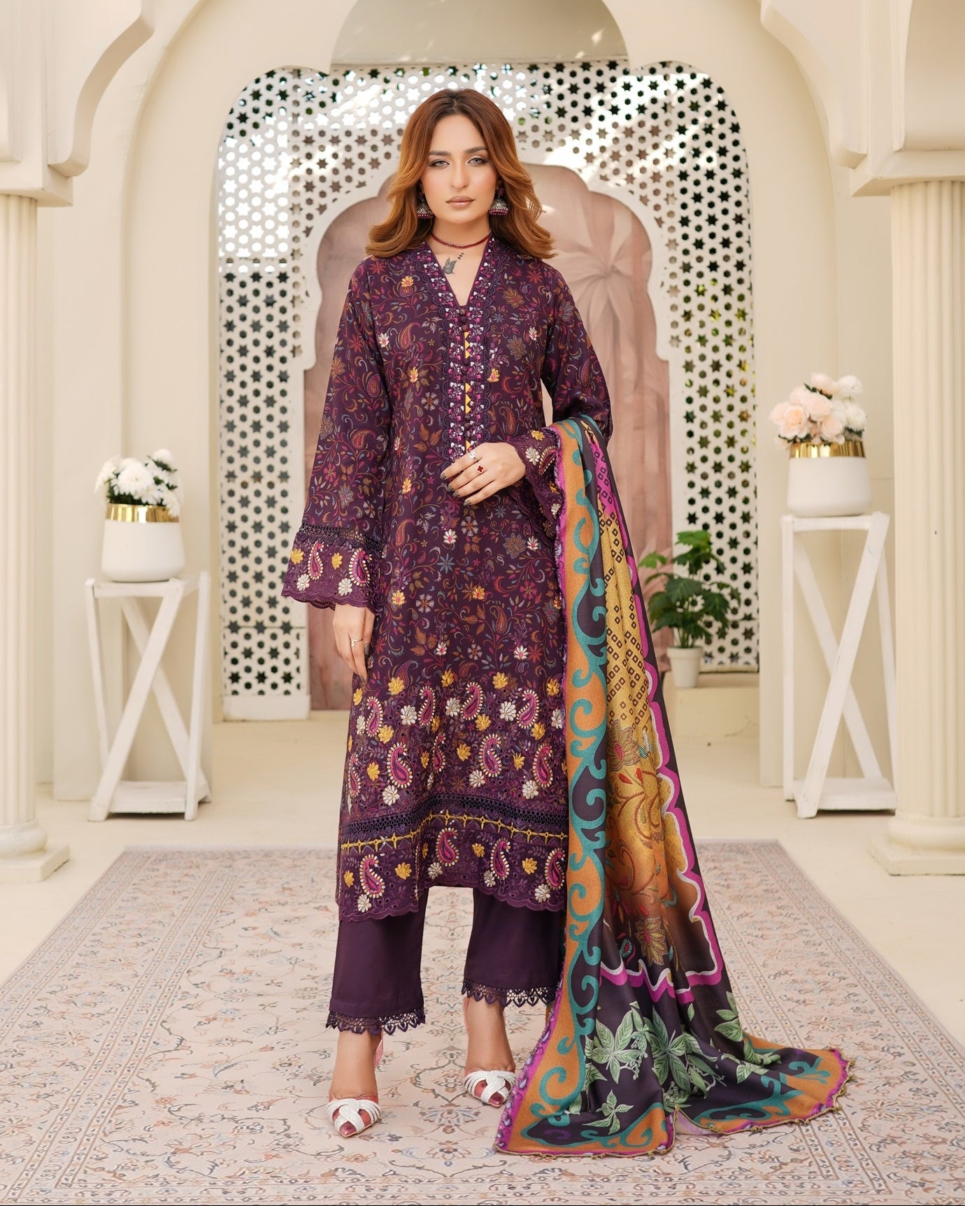 Munira Naqsh Dhanak MSL 01 Deep Plum