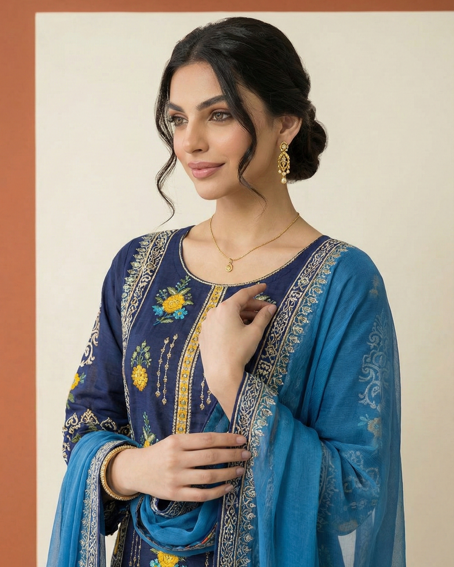 HM Lawn - Chiffon Dupatta 207 Navy Blue