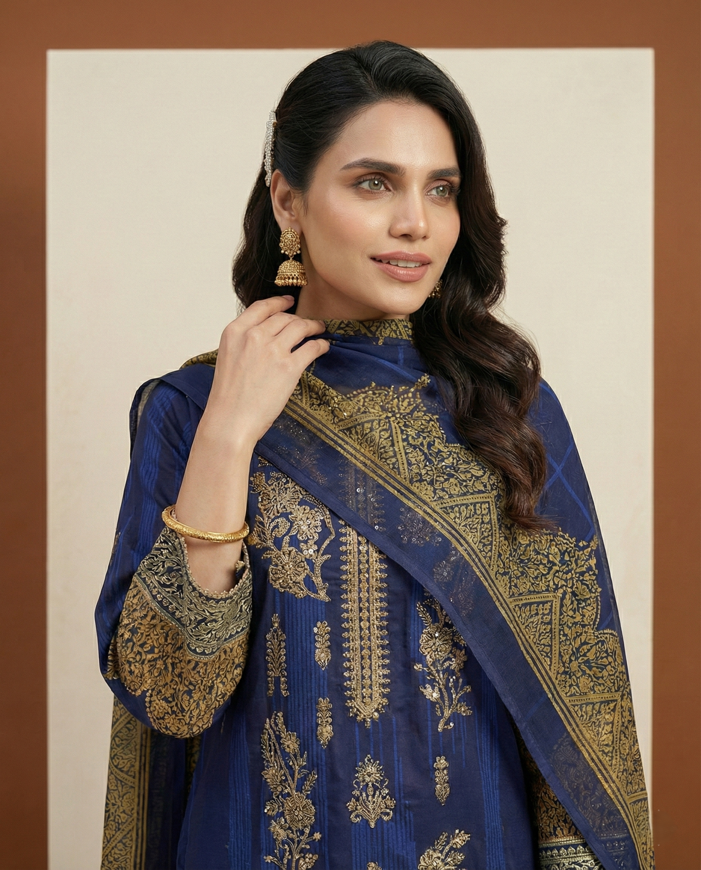 HM Lawn - Chiffon Dupatta 214 Navy Blue