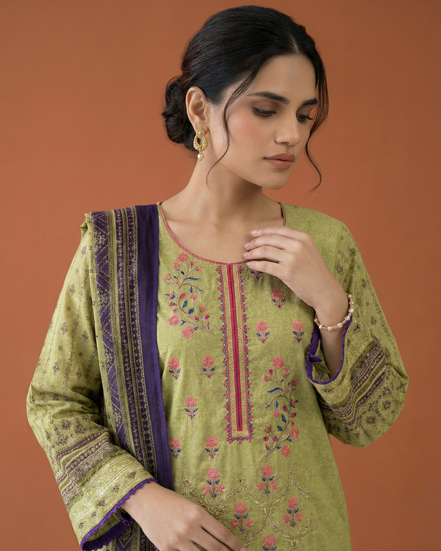 HM Lawn - Chiffon Dupatta 301 Green