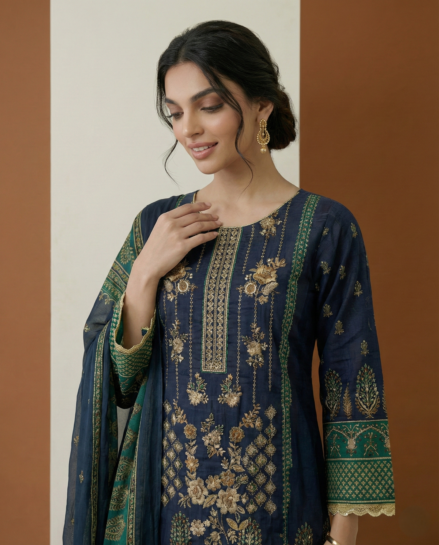 HM Lawn - Chiffon Dupatta 305 Dark Grey