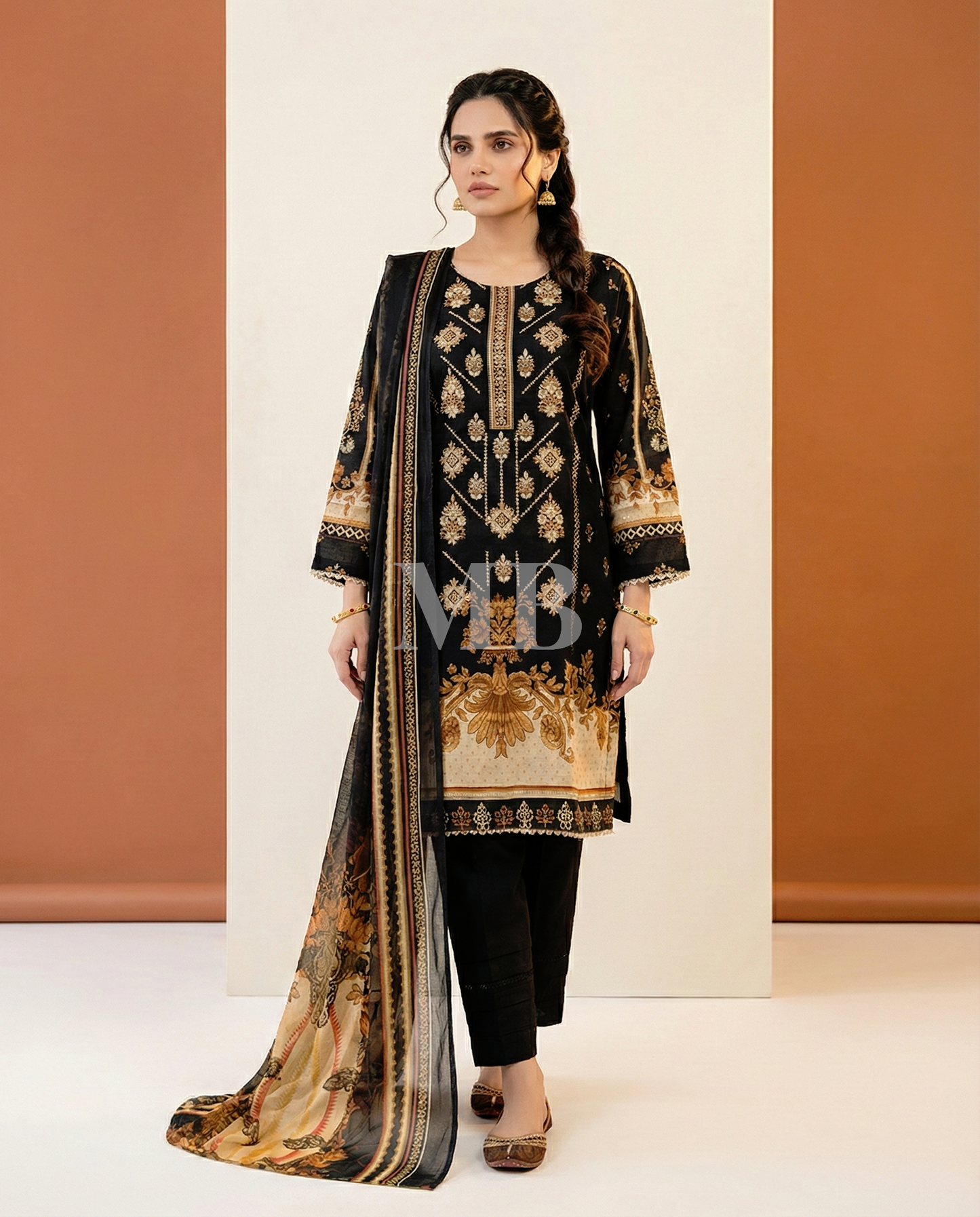 HM Lawn - Chiffon Dupatta 318 Black