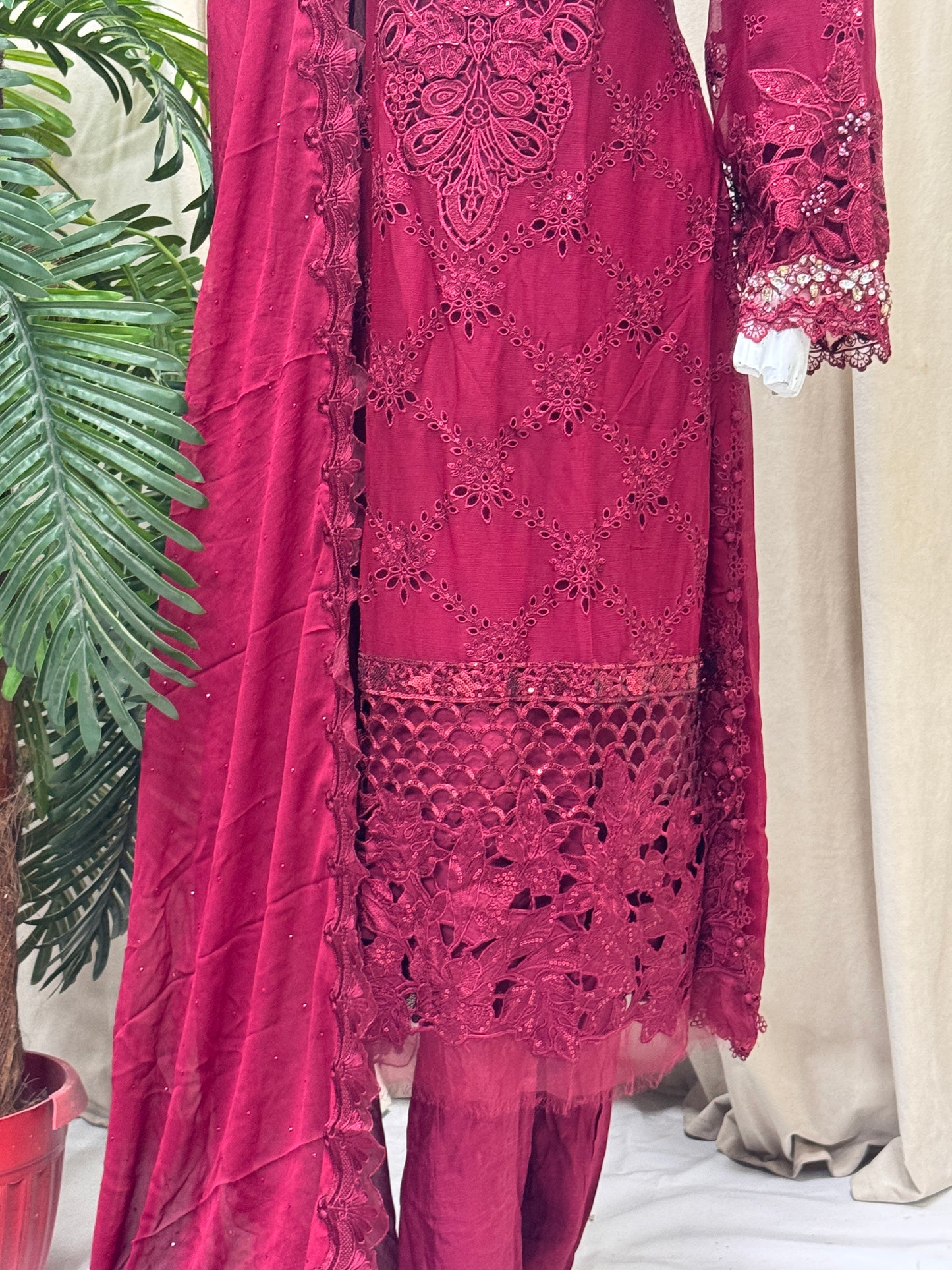 Ruby Rouge Chiffon Ensemble