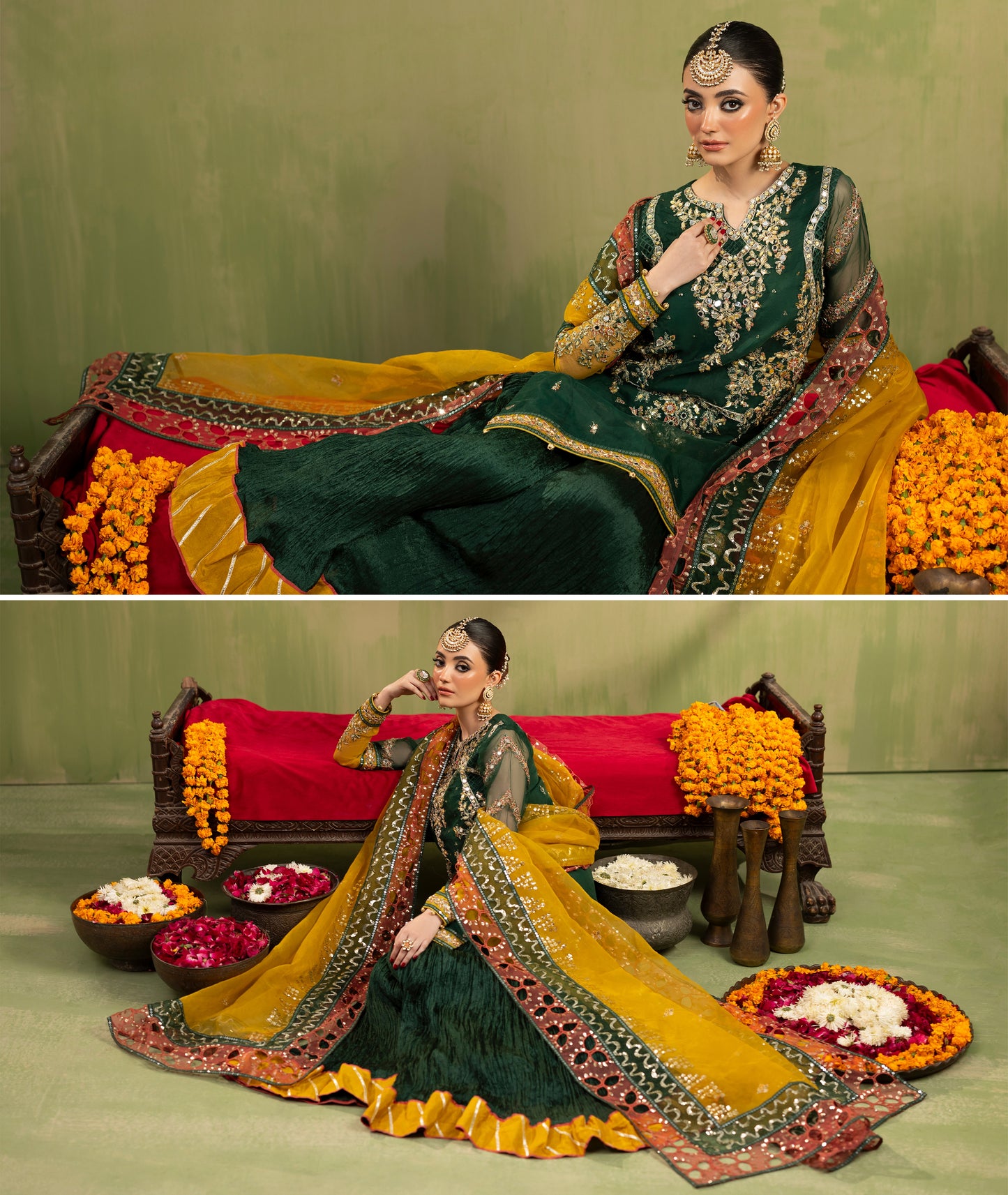 Khawab ZQ 2597 Bottle Green