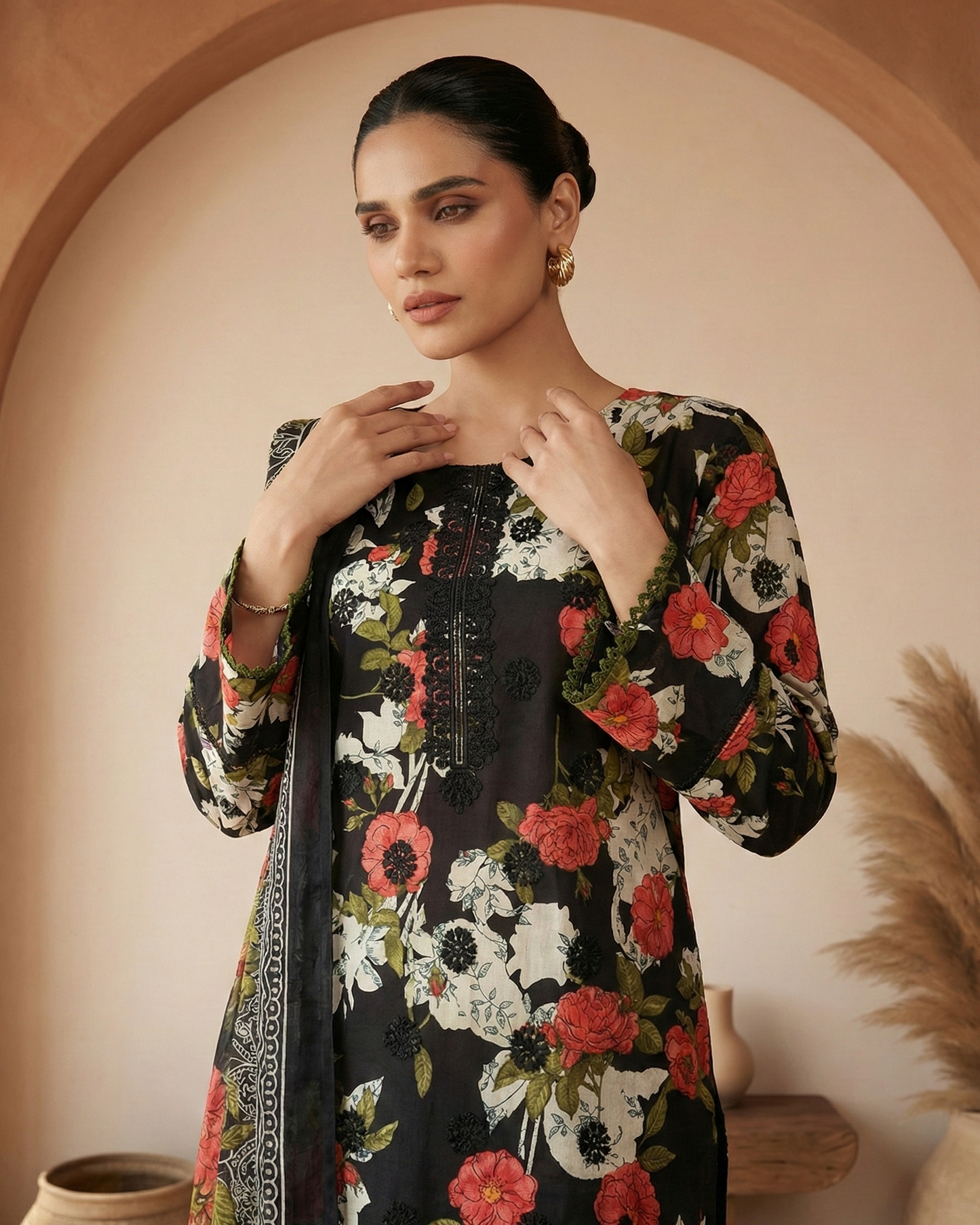 K&R Lawn - Chiffon Dupatta 517 Black