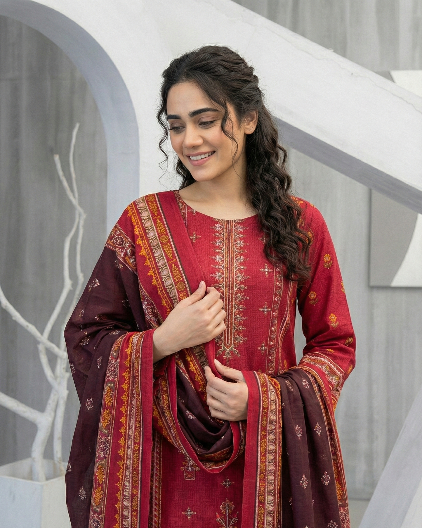 K&R Dhanak - Dhanak Dupatta 424 Red