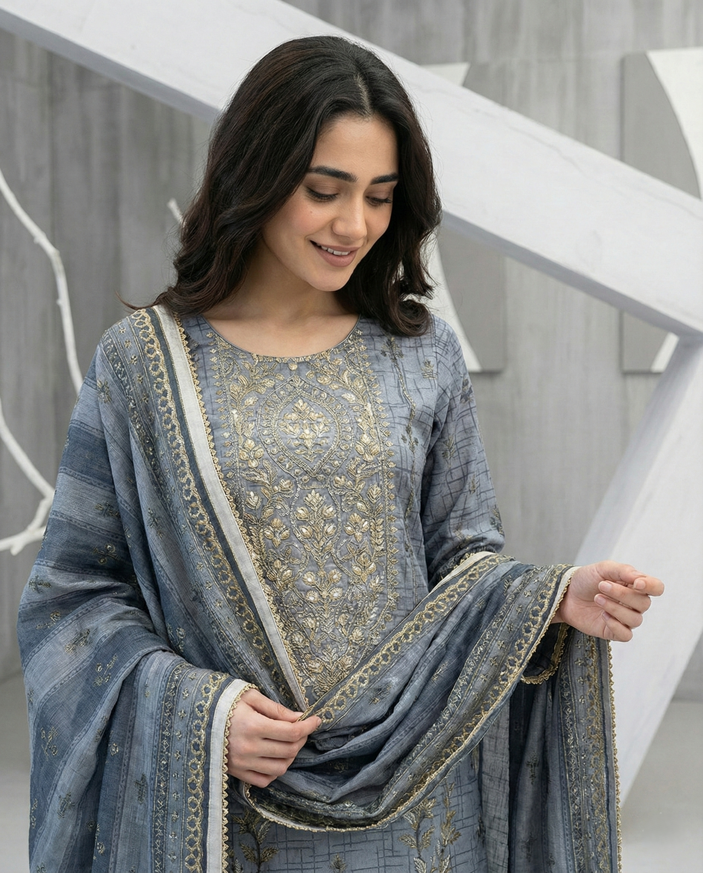 K&R Dhanak - Dhanak Dupatta 472 Grey