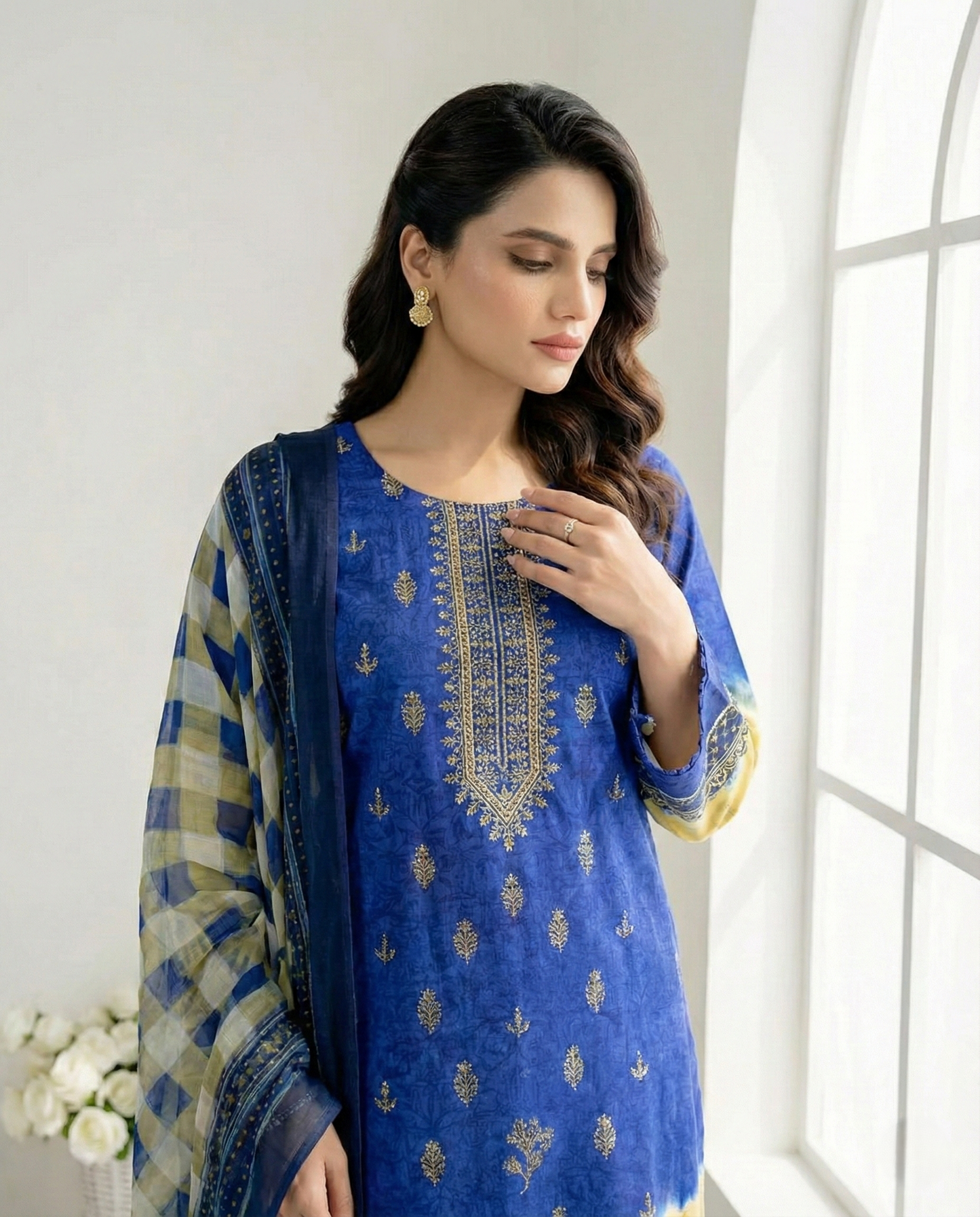 K&R Lawn - Chiffon Dupatta 289 Blue