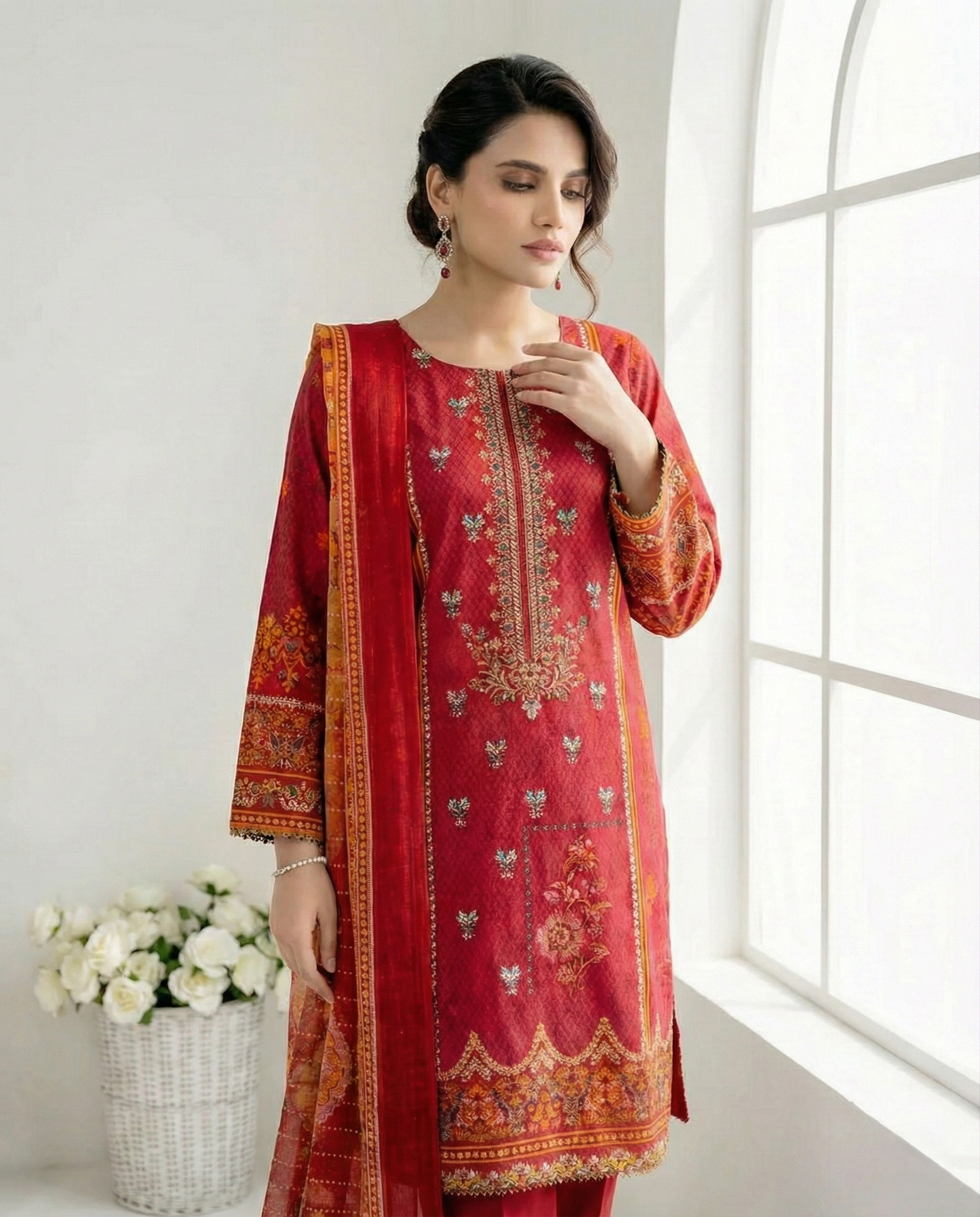 K&R Lawn - Chiffon Dupatta 290 Pink