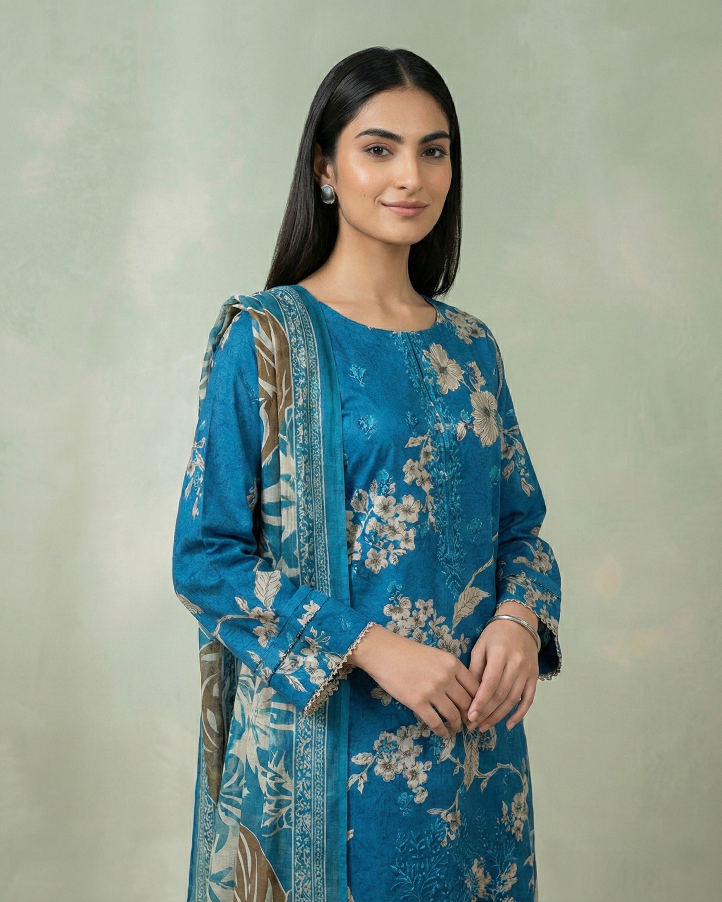 K&R Lawn - Chiffon Dupatta 524 Teal Green