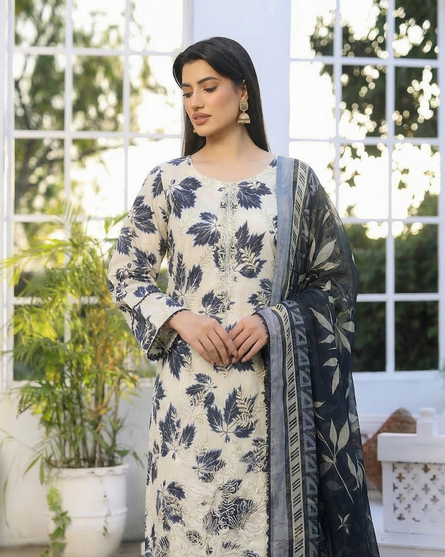 K&R Lawn - Chiffon Dupatta 625 Cream
