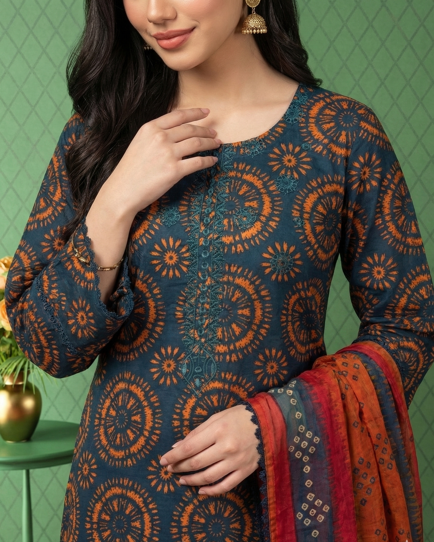 K&R Lawn - Chiffon Dupatta 628 Green