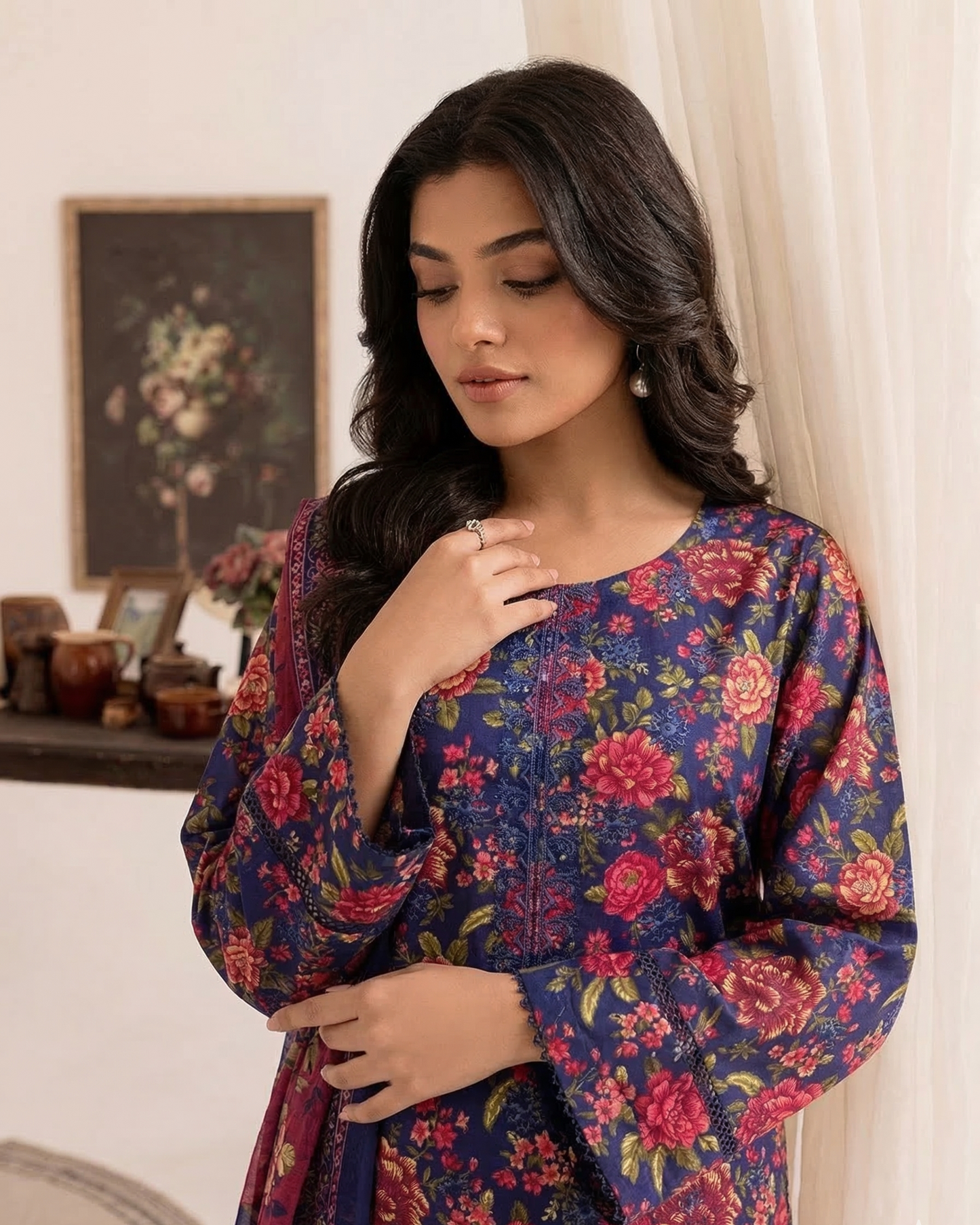 K&R Lawn - Chiffon Dupatta 638 Blue