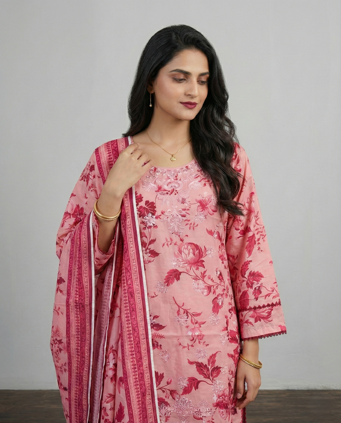 K&R Lawn - Lawn Dupatta 566 Pink