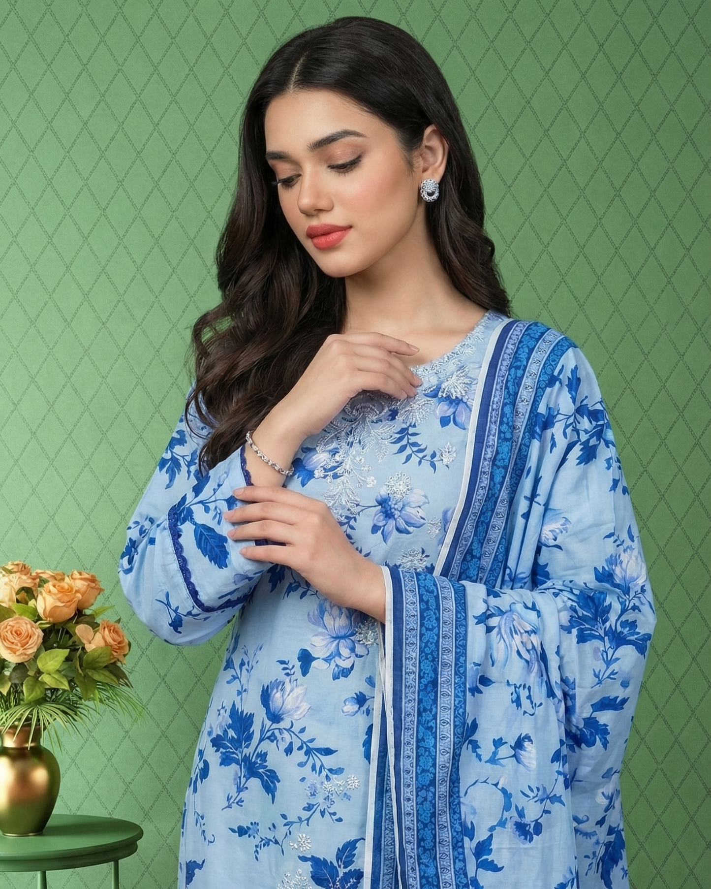 K&R Lawn - Lawn Dupatta 636 Ice Blue