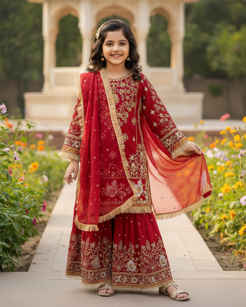 SJ3156 by Mohsin Girl Mehroon