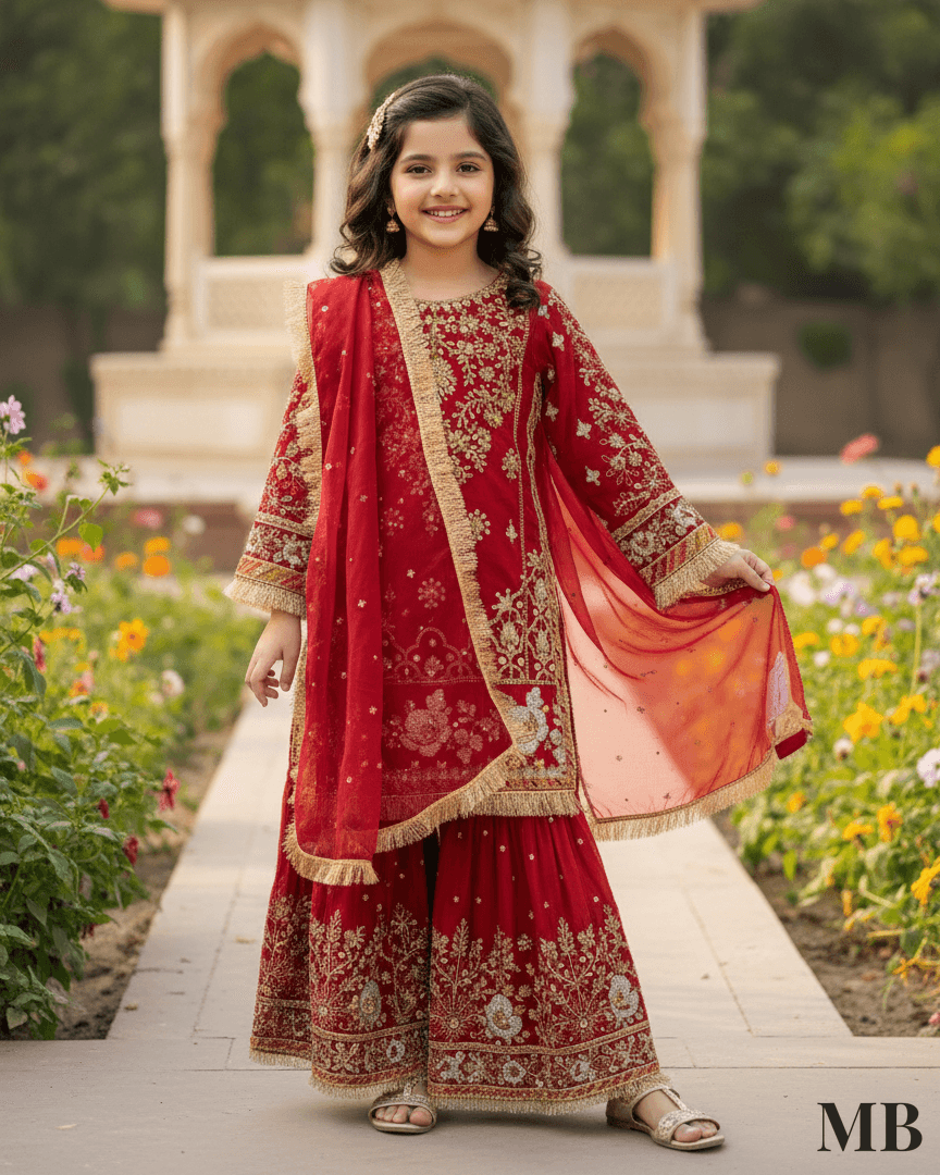 SJ3156 by Mohsin Girl Mehroon