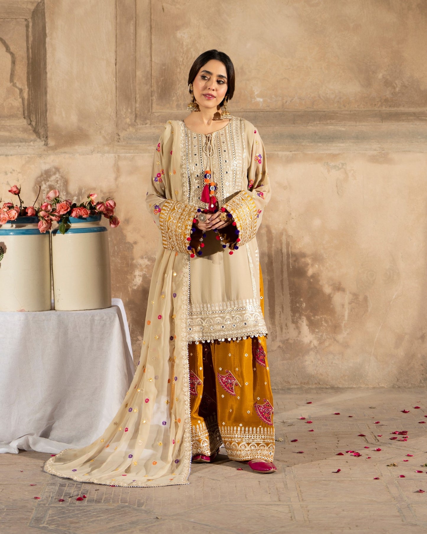 Karma Saj Dhaj 526 Beige & Mustard