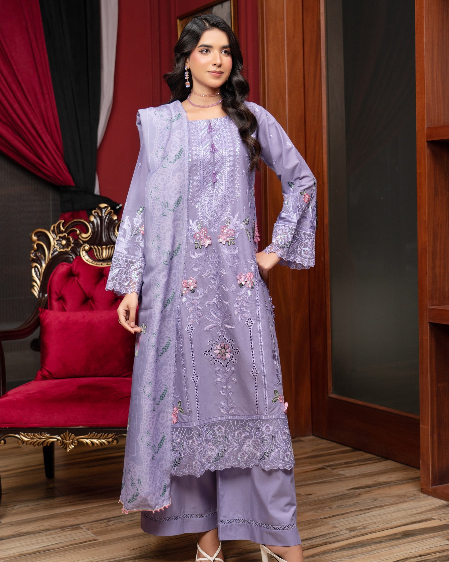 Munira Festive Lawn Lilac
