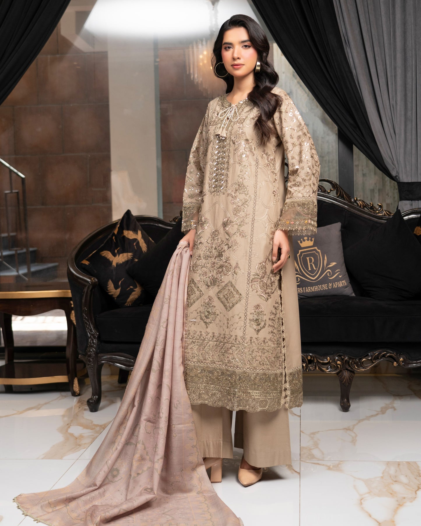 Munira Festive Lawn Dusty Pista