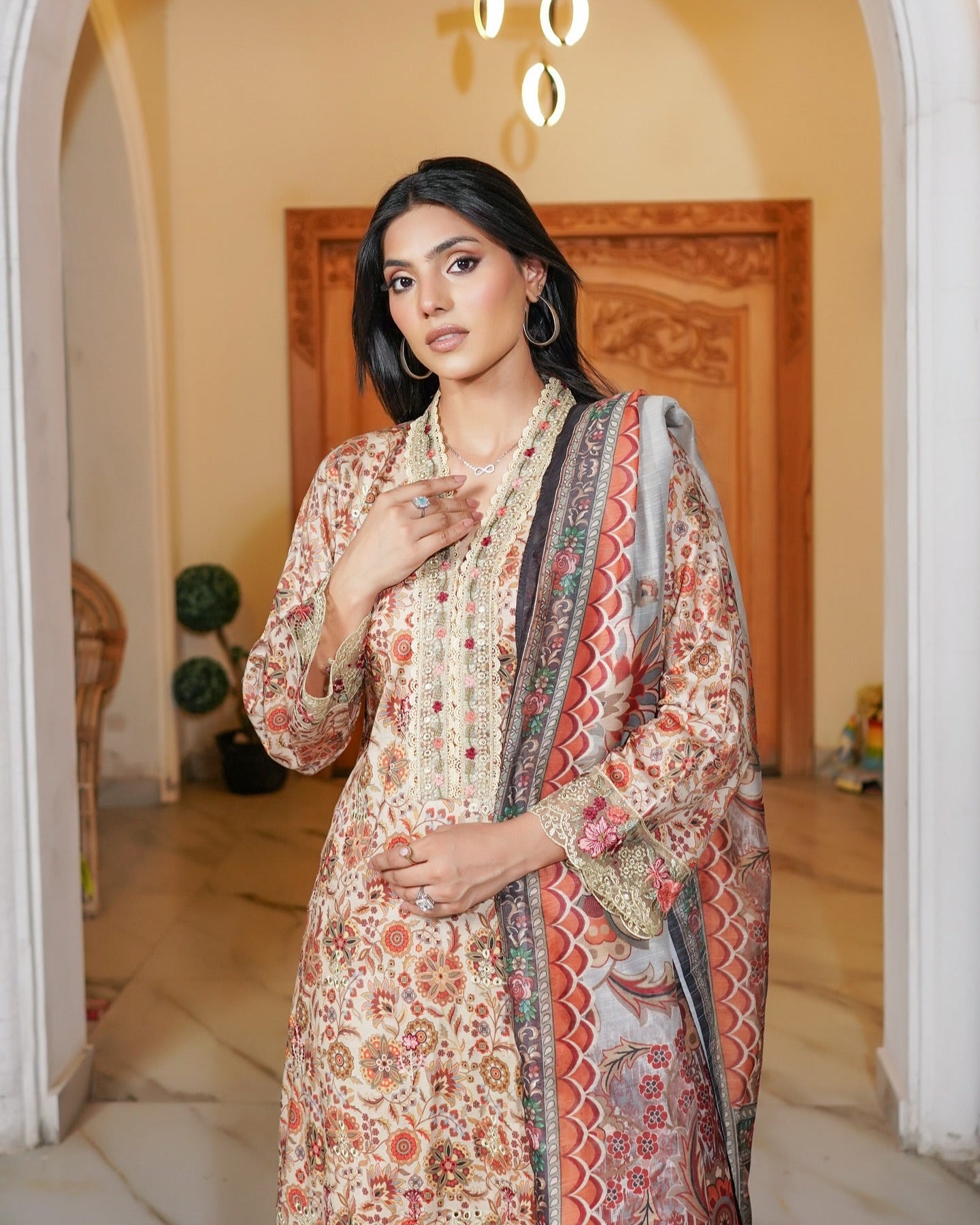 Munira Nazam Lawn 02 Skin Peach