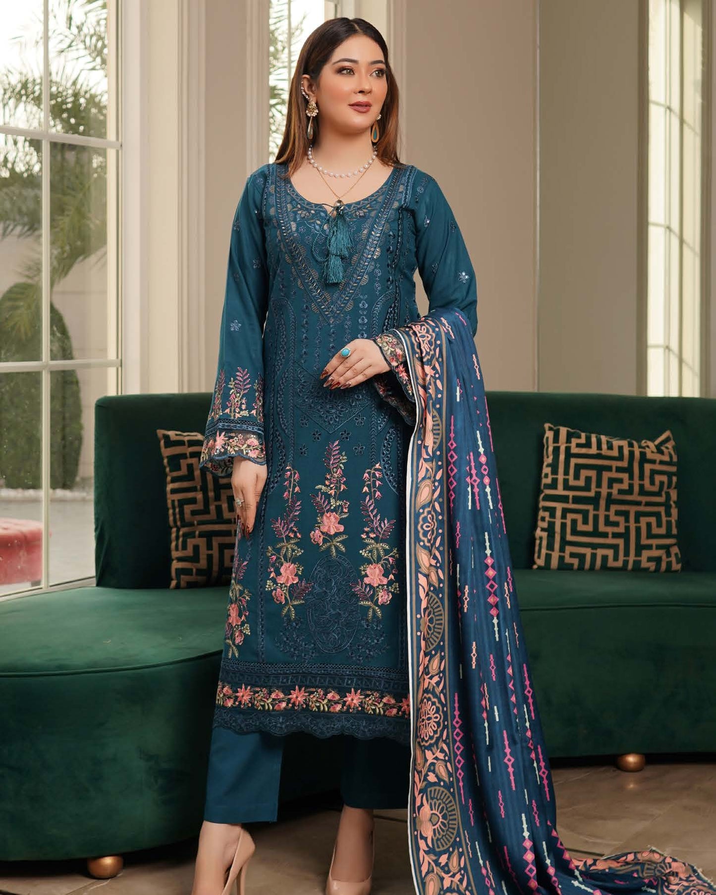 Munira Sitara Dhanak MSL 03 Navy Blue
