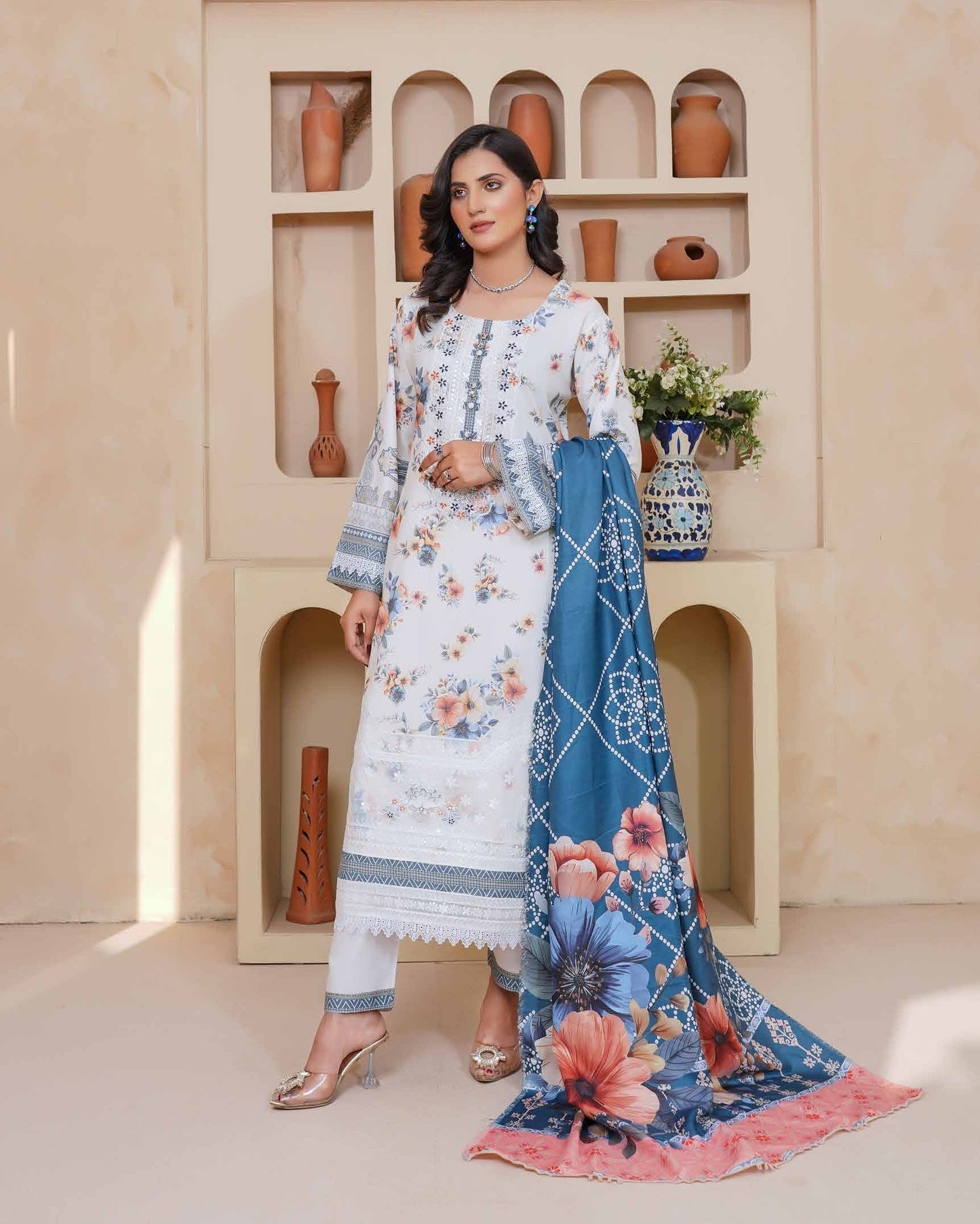 Munira Libas Dhanak MSL 05 Off White