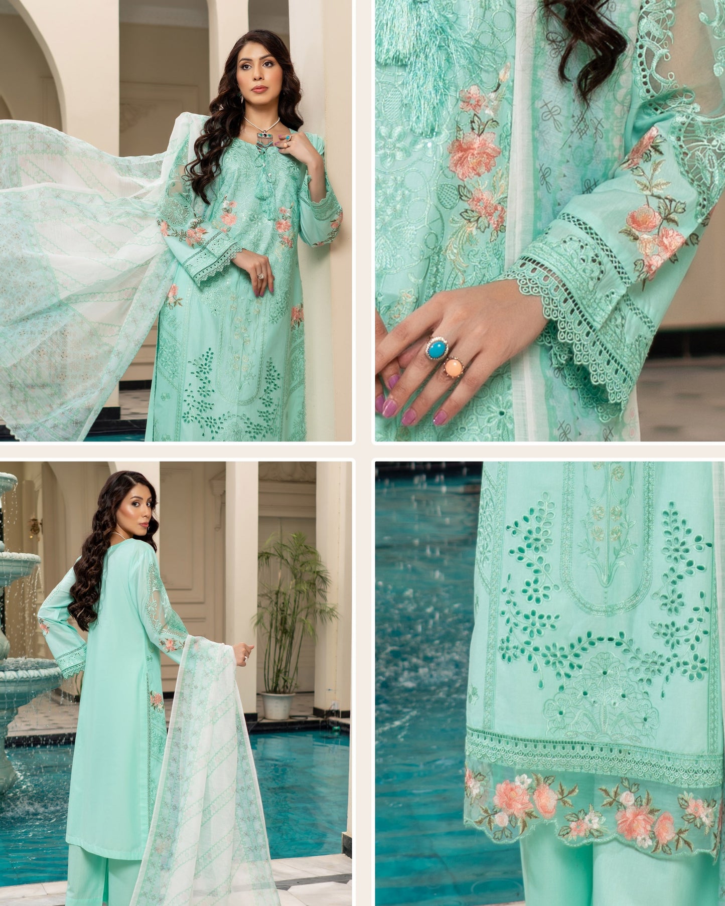 Munira 7 Contemporary Cotton MSL 02 Aqua