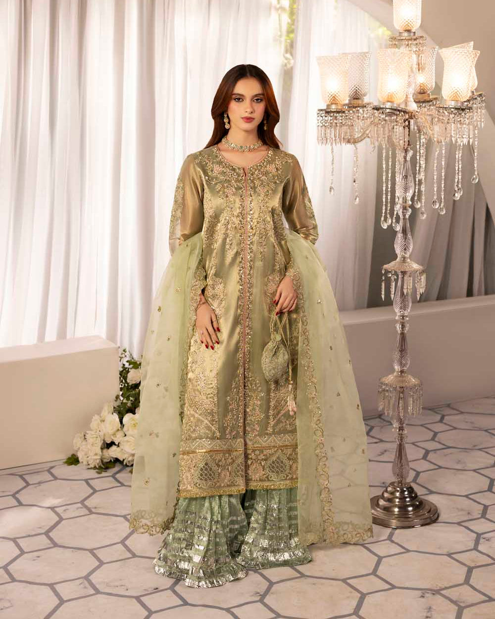 Zardozi Nikkah Edit 2573 Sage Green