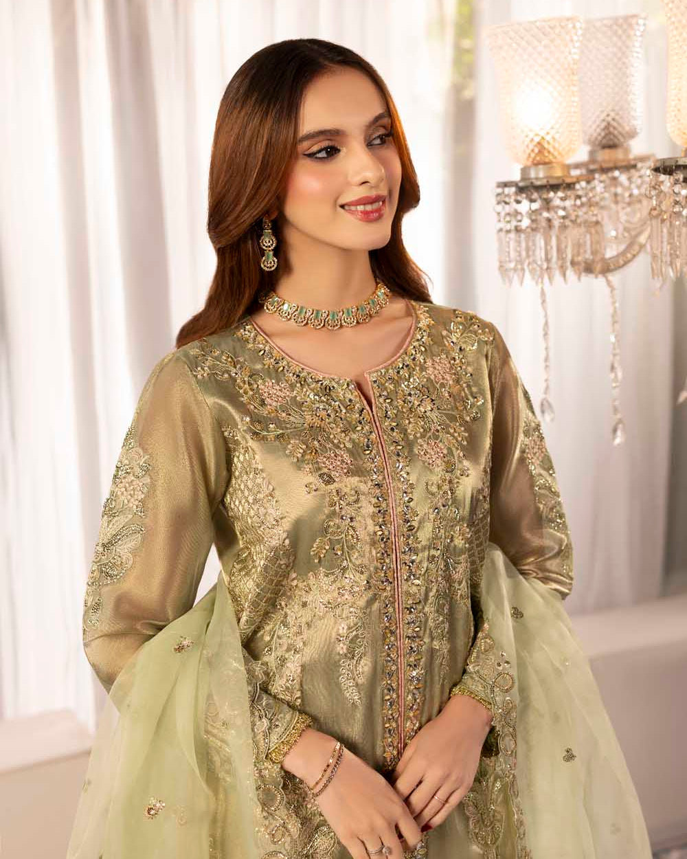 Zardozi Nikkah Edit 2573 Sage Green