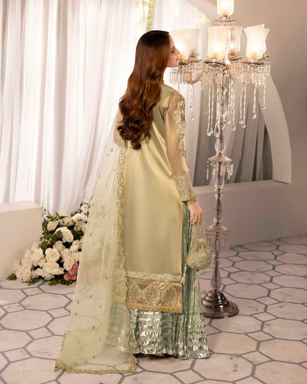 Zardozi Nikkah Edit 2573 Sage Green