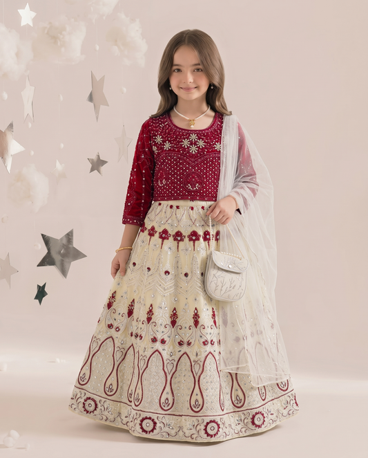 Little Princess 104 White Mehroon