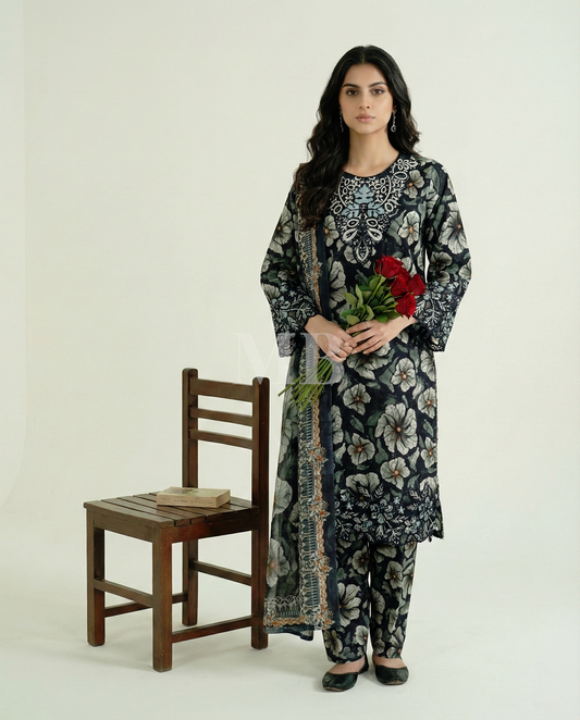 3PC 597 FloralBlack