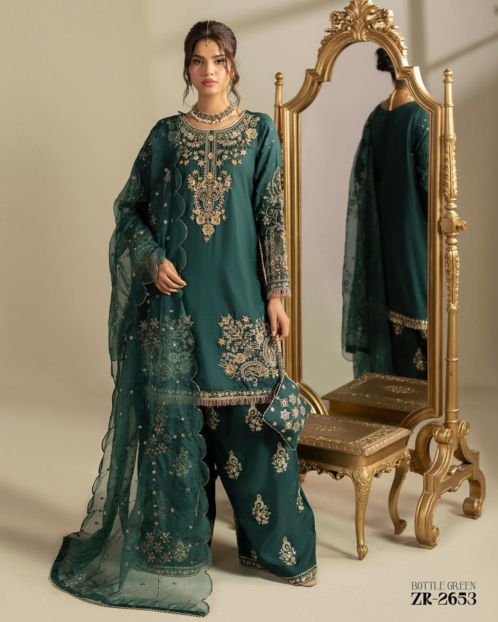 Zardozi Edit 4 ZR 2653 Bottle Green