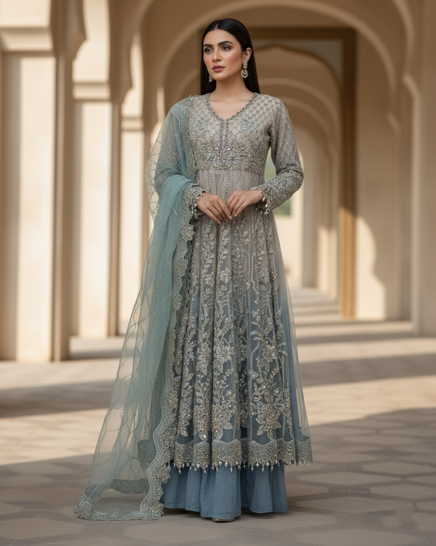 Steel Blue Dream Frock Ensemble