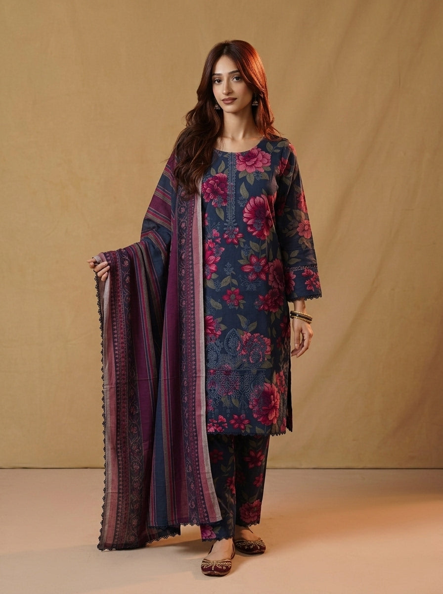 K&R Dhanak - Dhanak Dupatta 648 Navy Blue