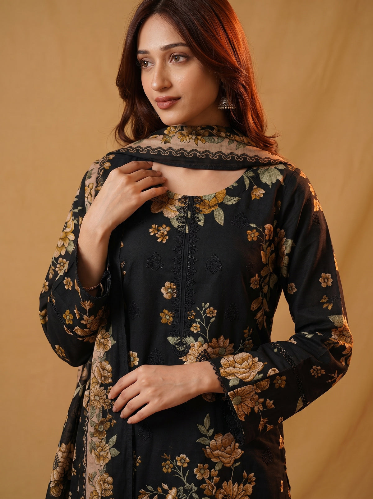 K&R Dhanak - Dhanak Dupatta 655 Black