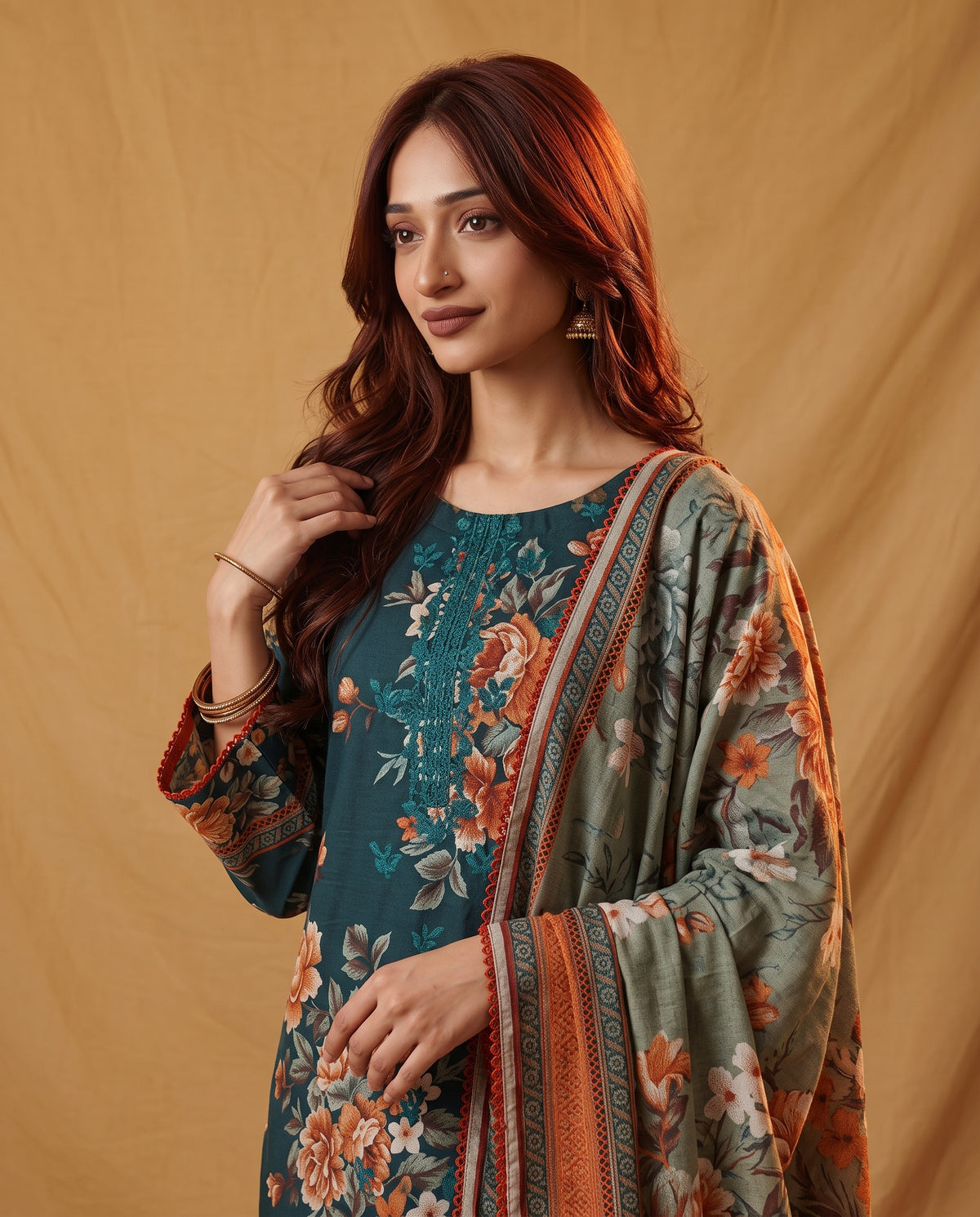 K&R Dhanak - Dhanak Dupatta 657 Bottle Green