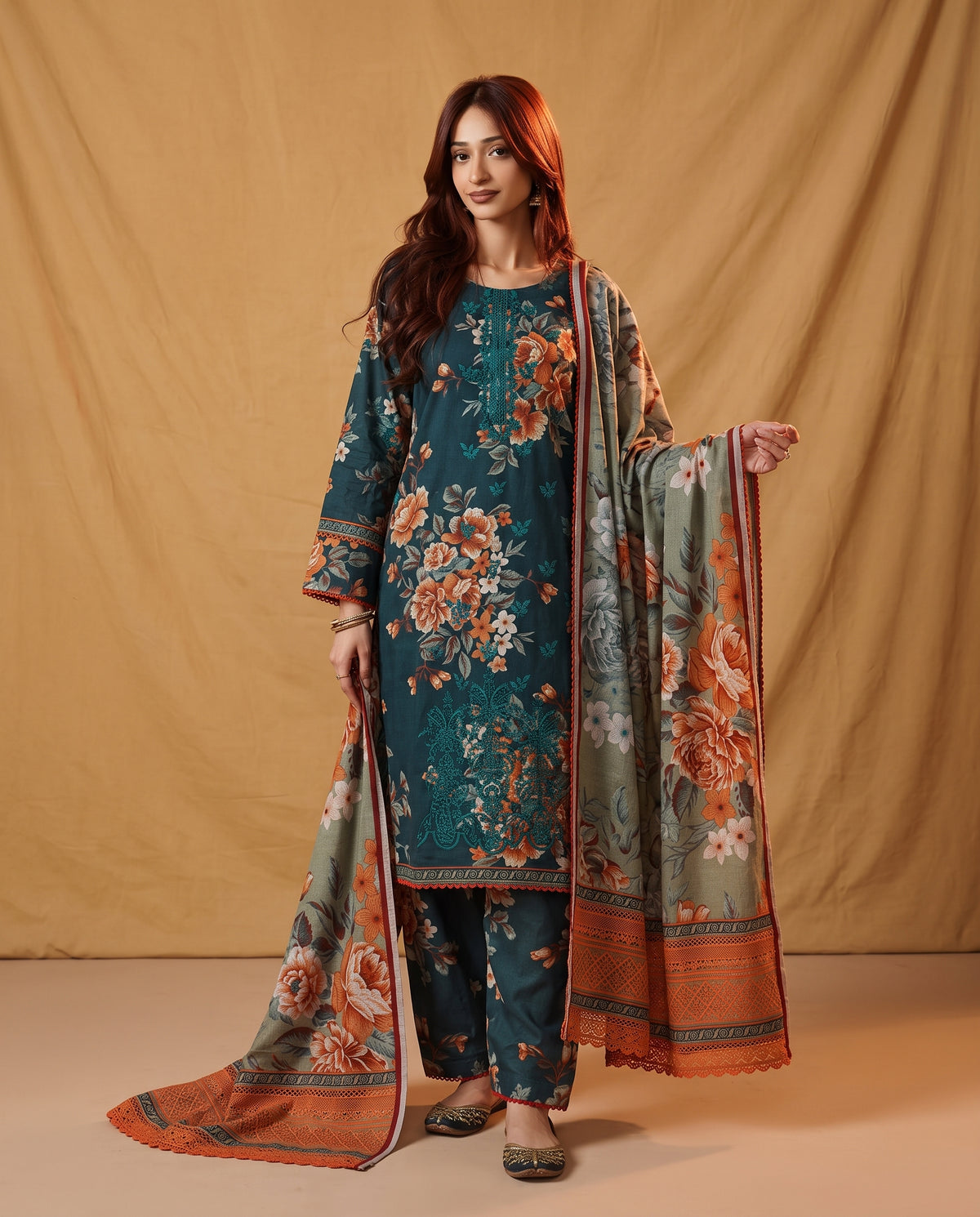 K&R Dhanak - Dhanak Dupatta 657 Bottle Green