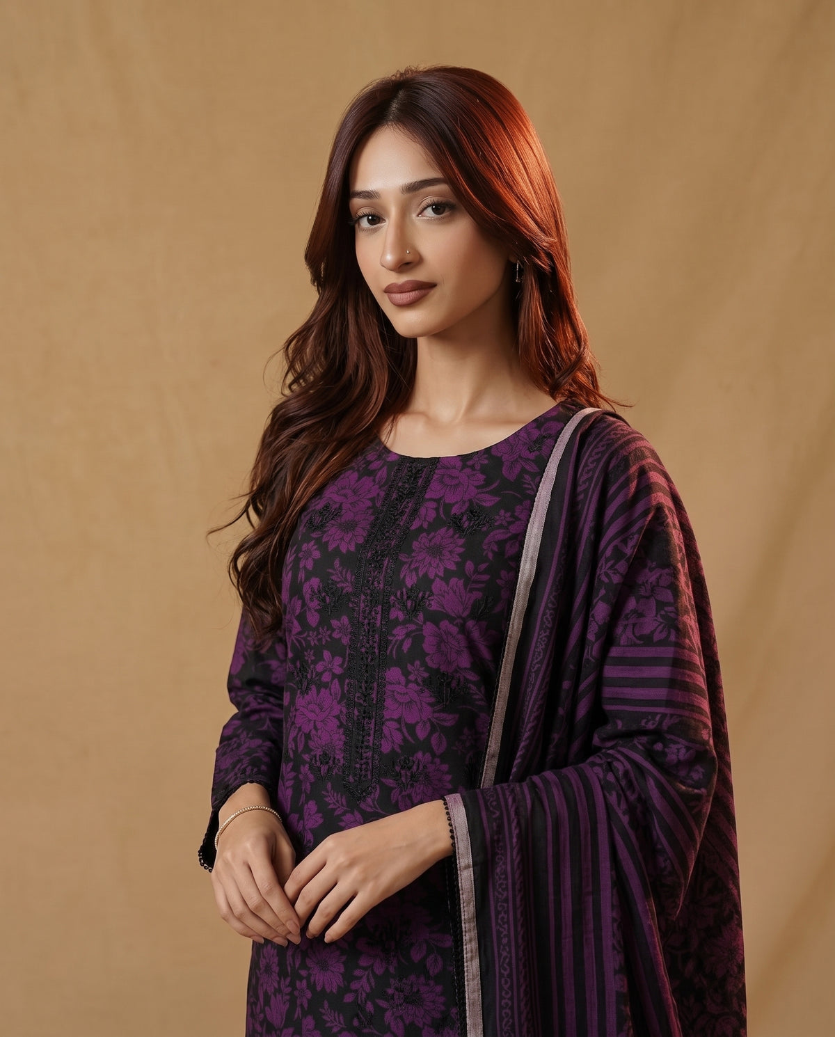 K&R Dhanak - Dhanak Dupatta 658 Purple Black