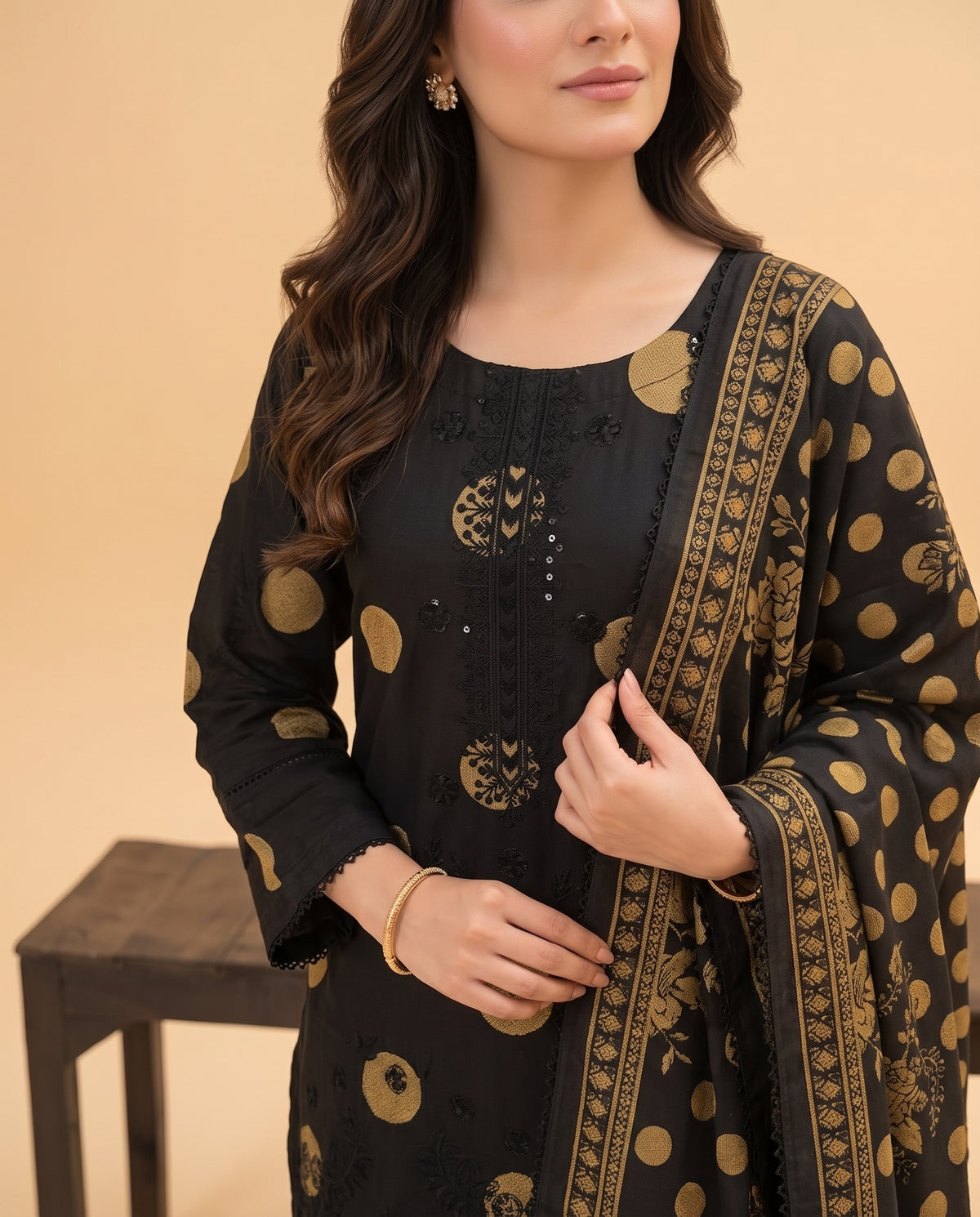 K&R Dhanak - Dhanak Dupatta 663 Black