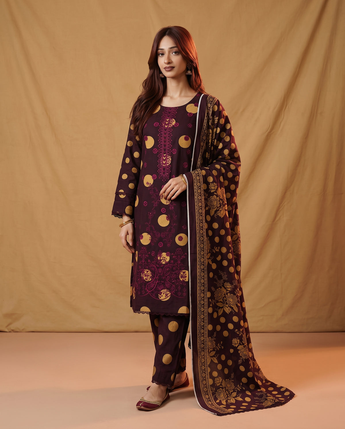K&R Dhanak - Dhanak Dupatta 663 Plum