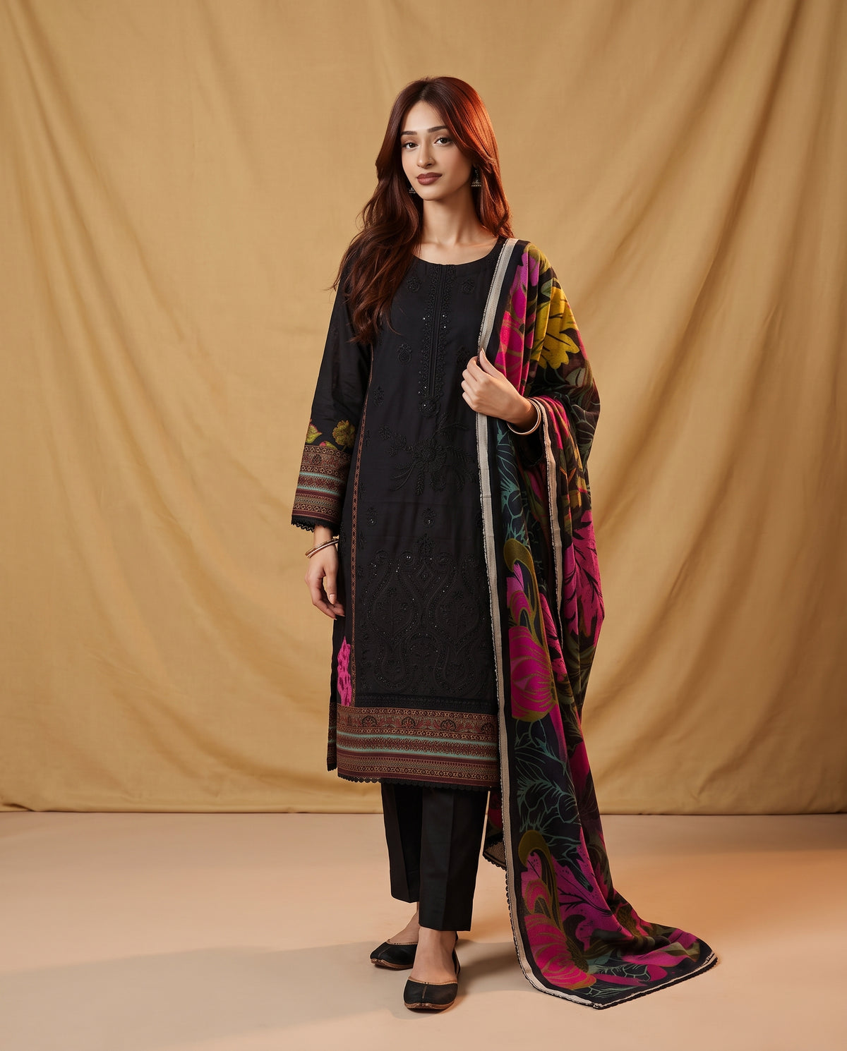 K&R Dhanak - Dhanak Dupatta 670 Black