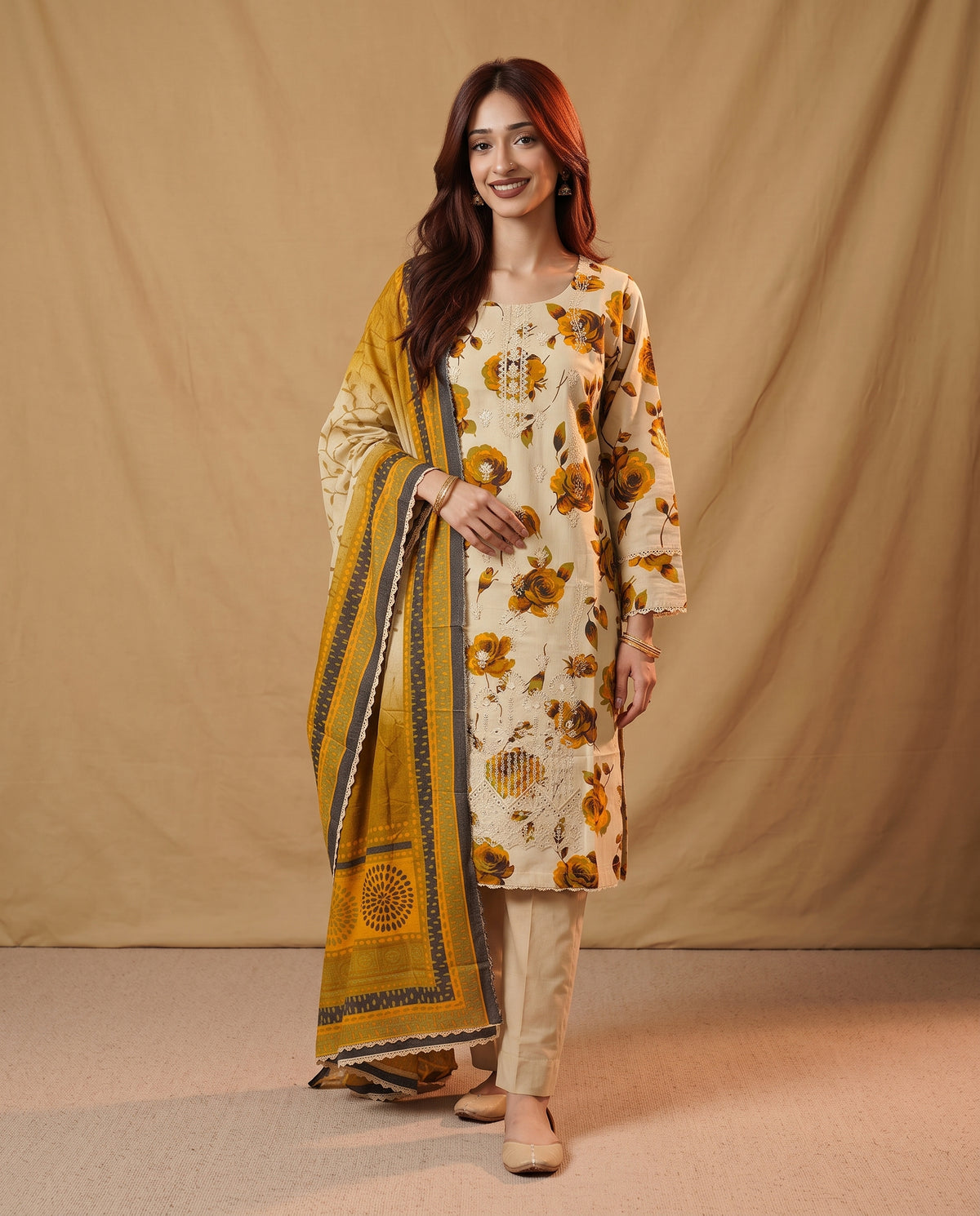 K&R Dhanak - Dhanak Dupatta 672 Beige