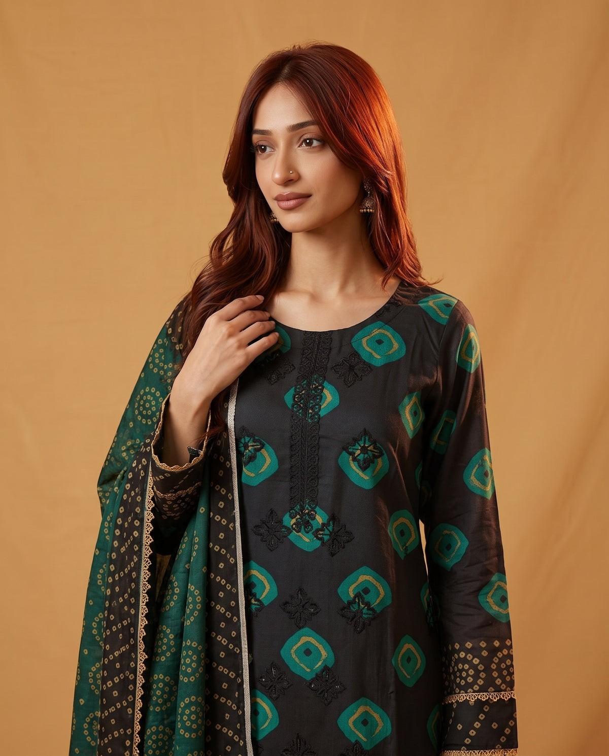 K&R Dhanak - Dhanak Dupatta 673 Black & Green