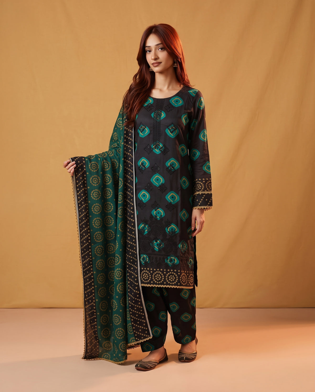 K&R Dhanak - Dhanak Dupatta 673 Black & Green